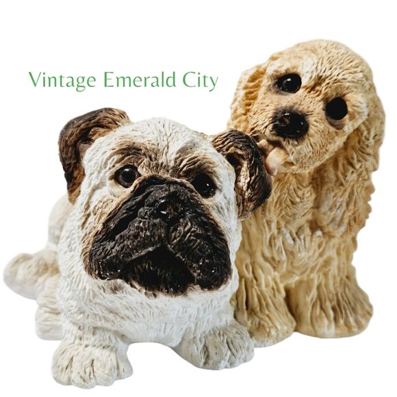 Vintage Stone Critters 1987 BullDog Pup & Cocker SC-269 Dog Figurine Sculpture - Picture 9 of 9